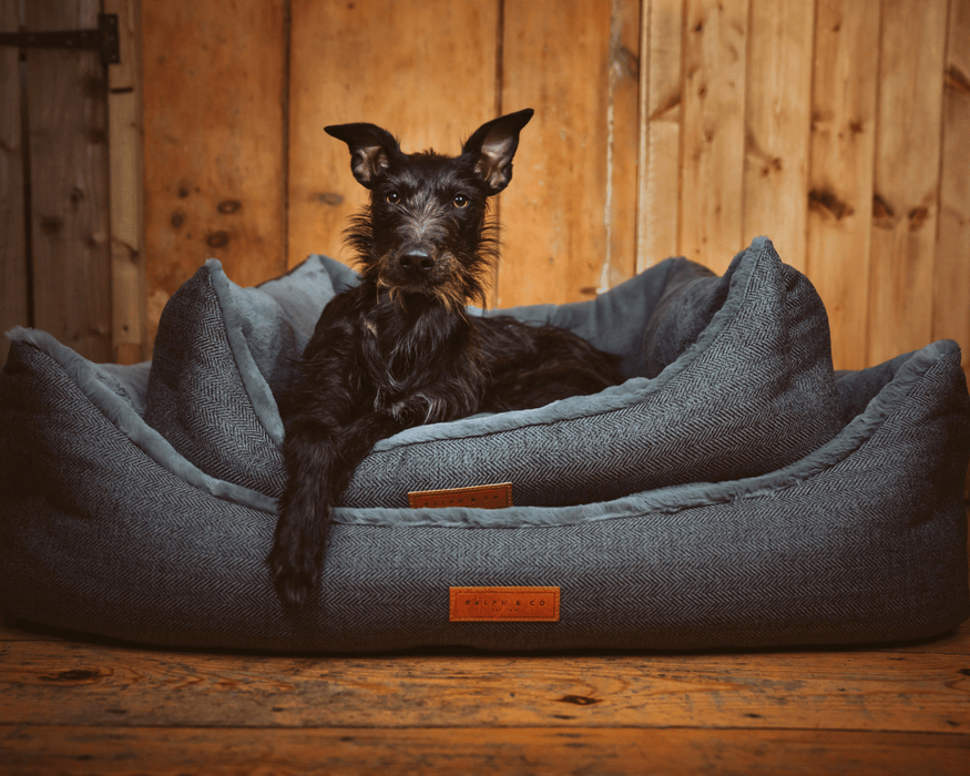 Balmoral Luxury Grey Herringbone Dog Bed