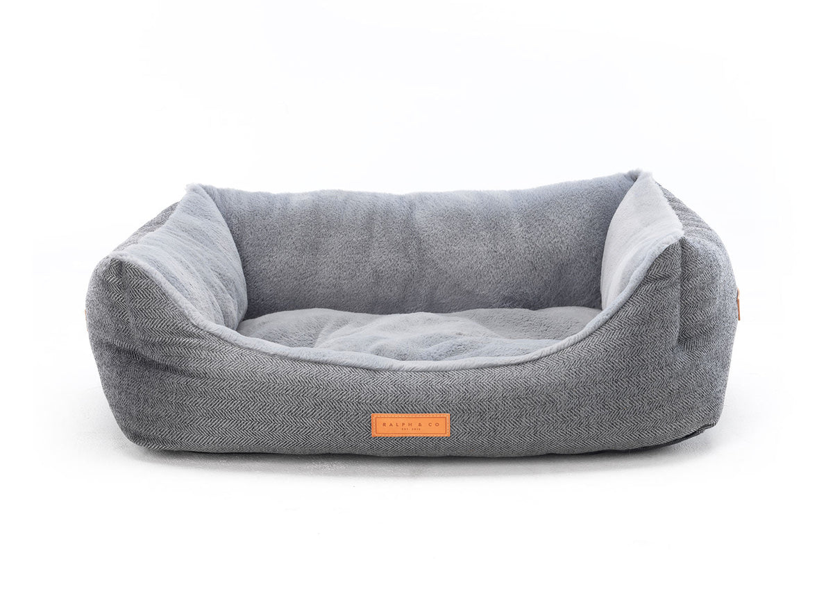 Balmoral Luxury Grey Herringbone Dog Bed