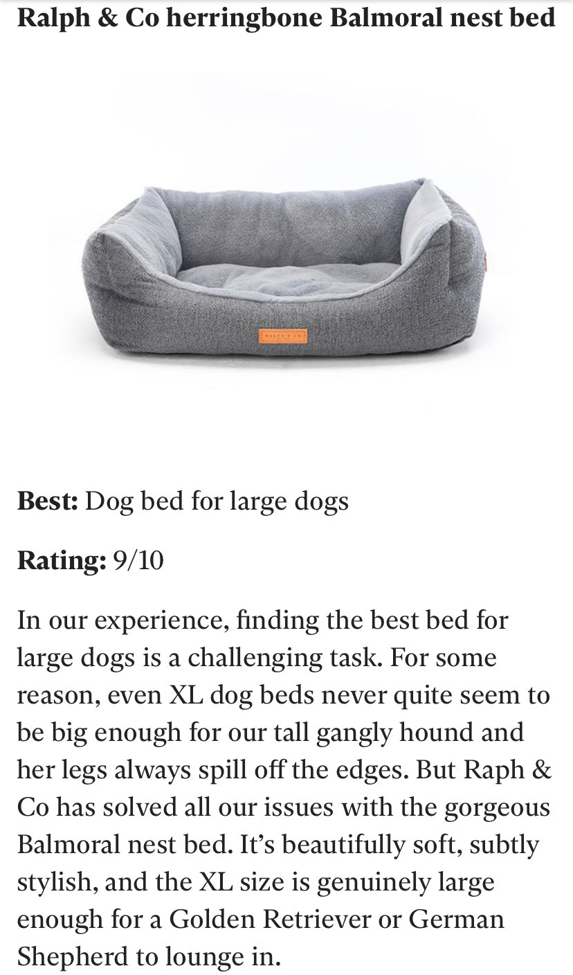 Balmoral Luxury Grey Herringbone Dog Bed