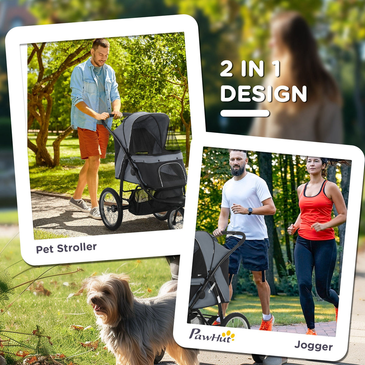 PawHut Dog Stroller Jogger - Grey