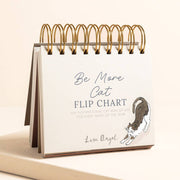 Flip chart titled 'Be More Cat' by Lisa Angel on a beige background