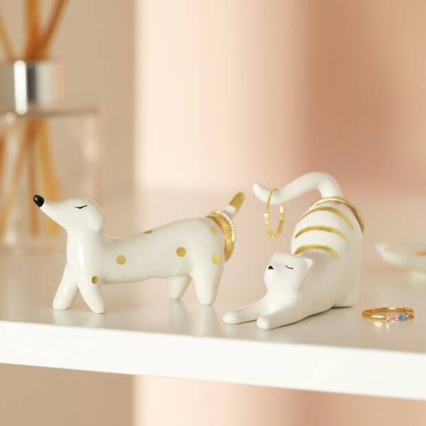 Ceramic cat ring holder gift for cat lovers