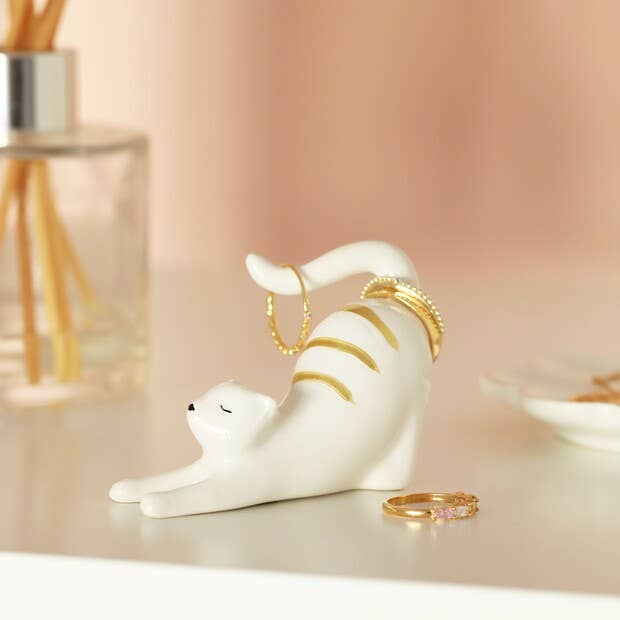 Ceramic Stretching Cat Ring Holder by Lisa Angel