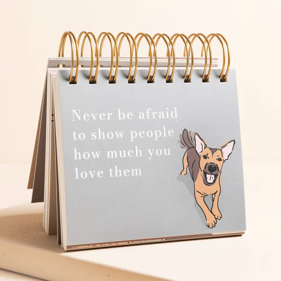 Dog-inspired quotes inside the Lisa Angel flip chart
