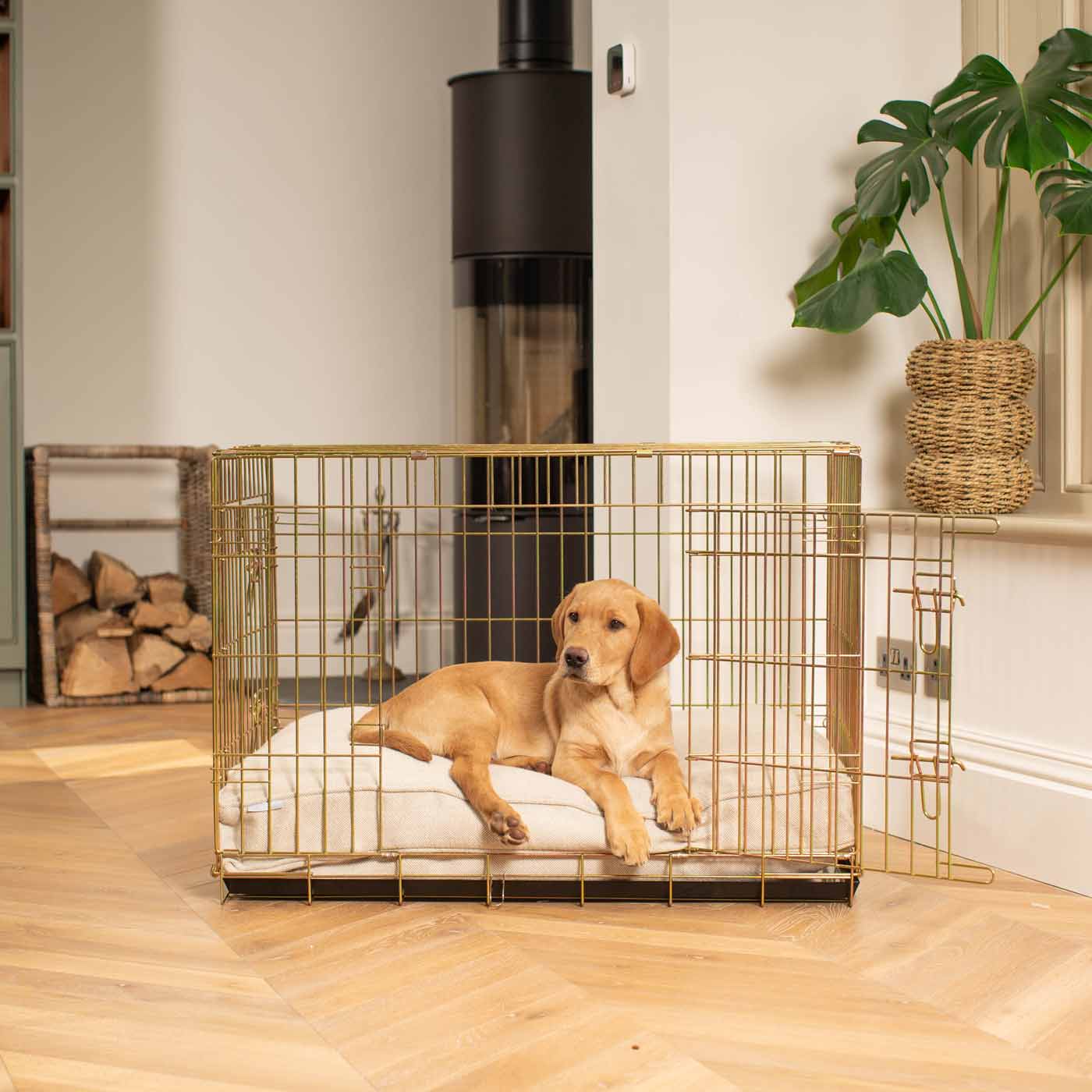 Dog Cushion in Natural Herringbone Tweed by Lords & Labradors