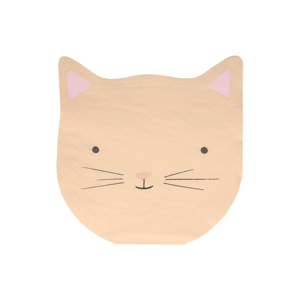 Cat-shaped plate with pink ears on a white background