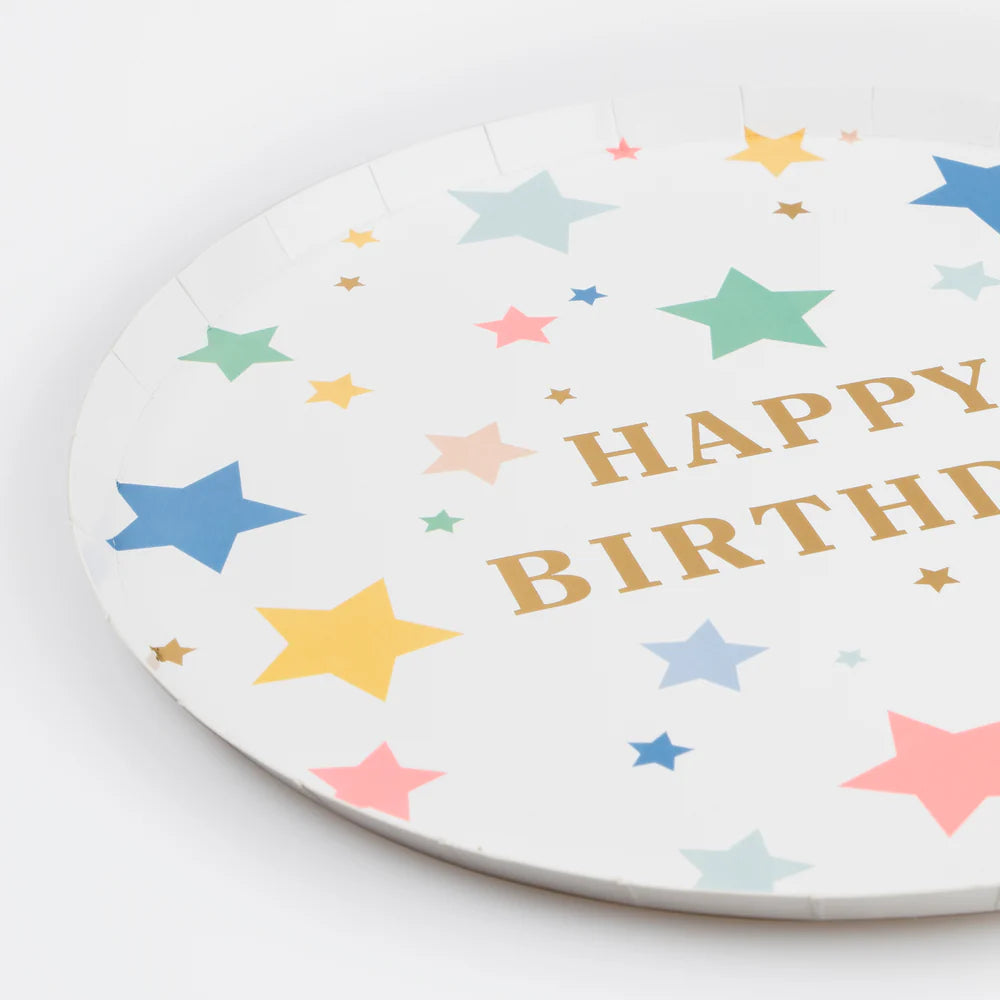 Meri Meri Happy Birthday Stars Plates (Pk8)