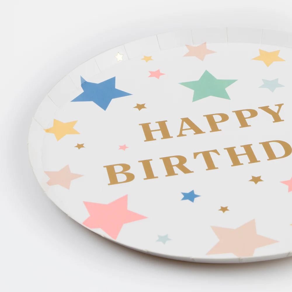 Meri Meri Happy Birthday Stars Party Plates (Pk8)