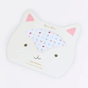 Cat-shaped nail sticker case with colorful design on a white background