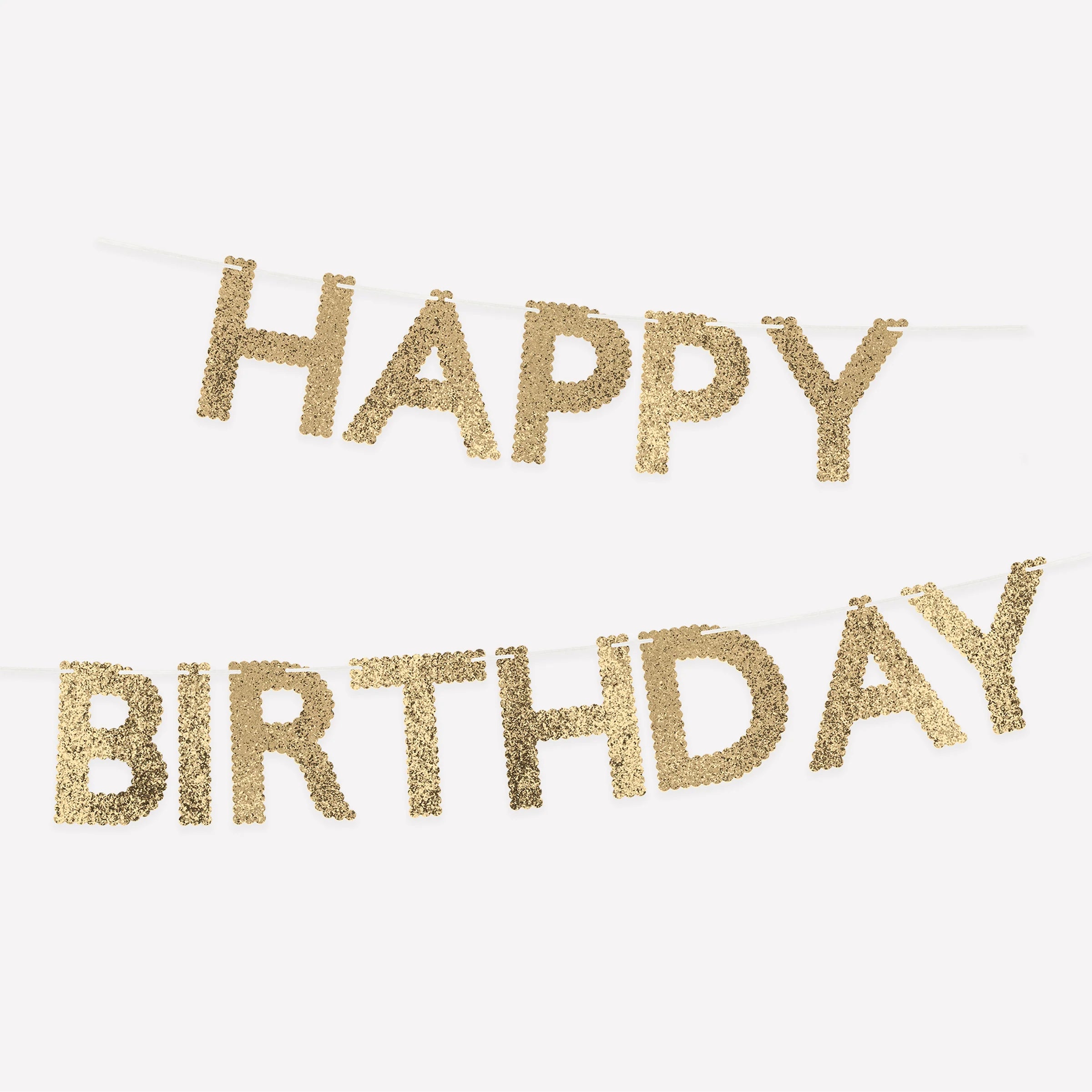 Meri Meri Gold Glitter Fabric Happy Birthday Garland