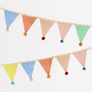 Colorful paper bunting on a white background