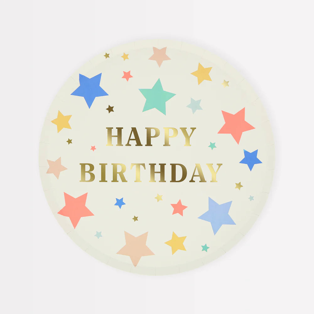 Meri Meri Happy Birthday Stars Party Plates (Pk8)