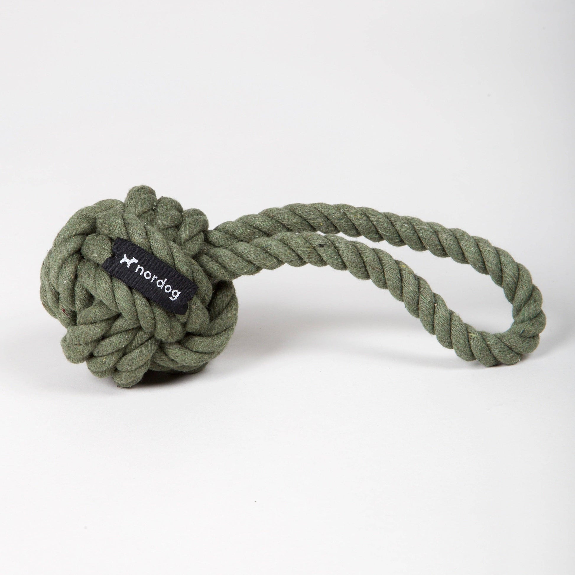 Scandinavian-inspired olive rope toy for dogs