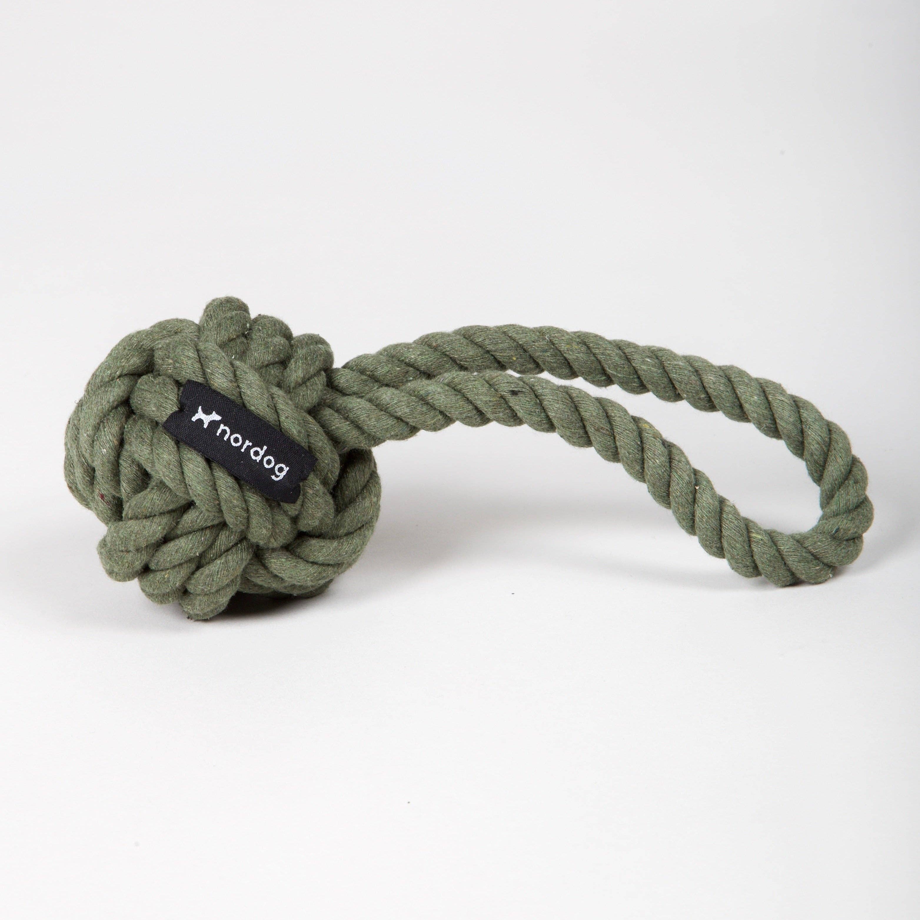 Scandinavian-inspired olive rope toy for dogs