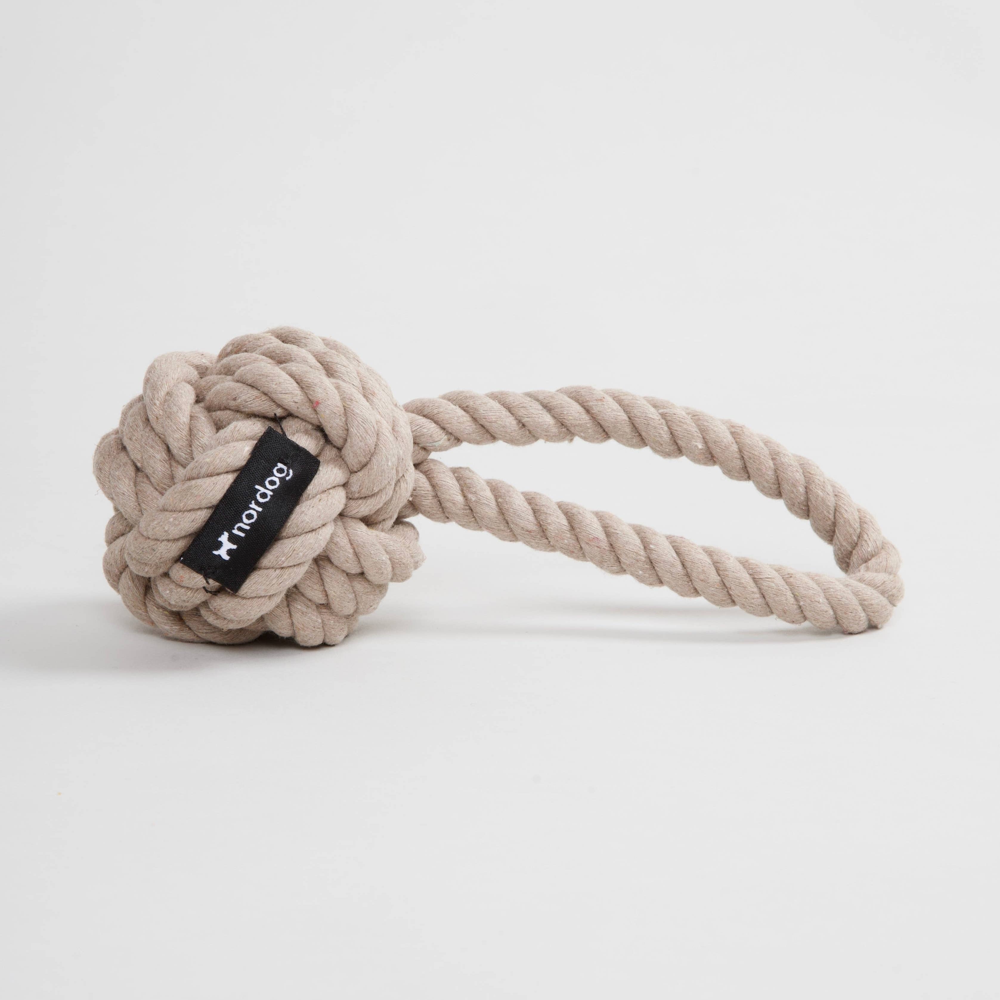 Minimalist rope toy for dogs in neutral taupe