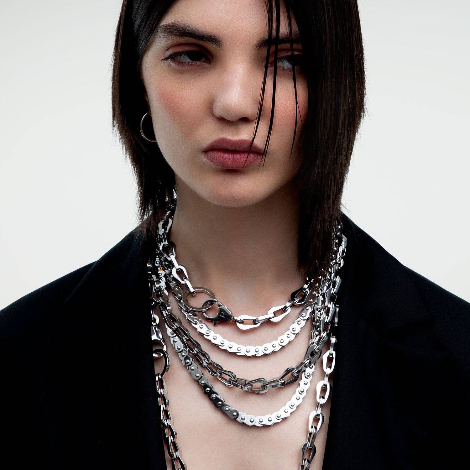 Polished metal detail on The Linque Collar Necklace