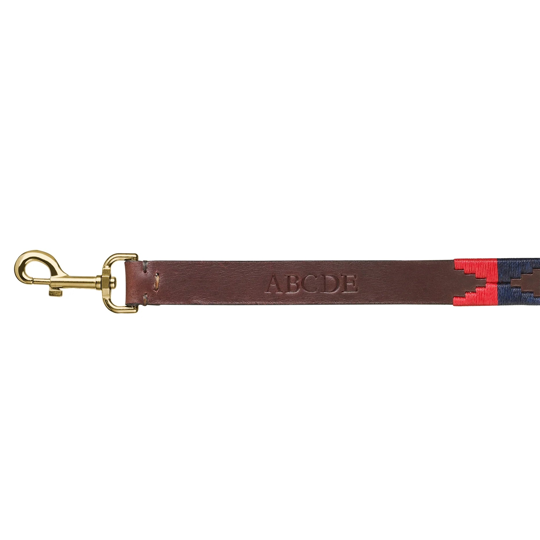 Caza leather dog lead by pampeano with olive green, navy and caramel stitching