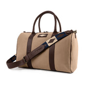 pampeano Varon sand canvas travel bag with Havana brown leather detailing