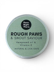 Container of 'Rough Paws & Snout Saviour' with 'Paws Right There' branding on a white background