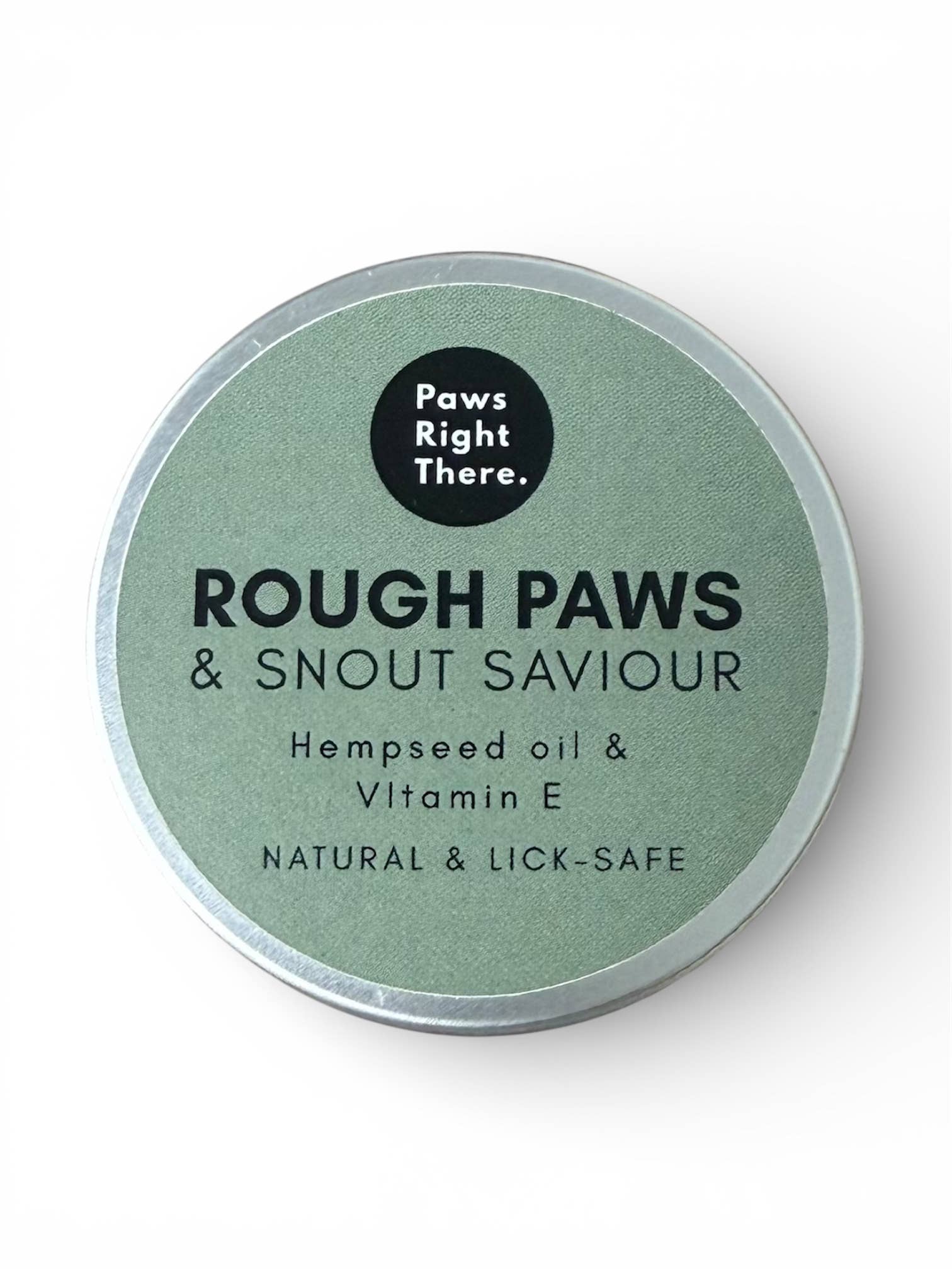 Container of 'Rough Paws & Snout Saviour' with 'Paws Right There' branding on a white background