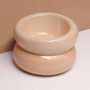 Side profile of the Soufflé Pet Bowl in Beige Cream