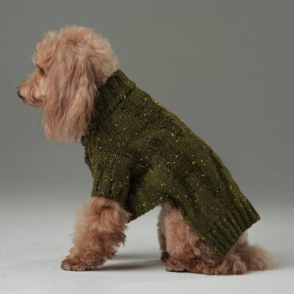 Textured knit detail on the Glacier Pet Sweater by PEHOM NYC