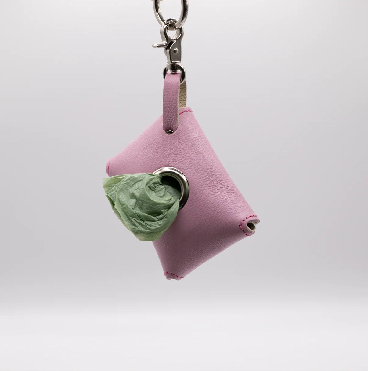Soft Leather Poop Bag - Pink