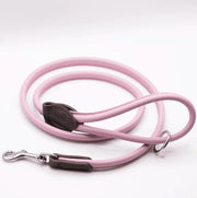 Rolled Soft Leather Dog Lead - Pink