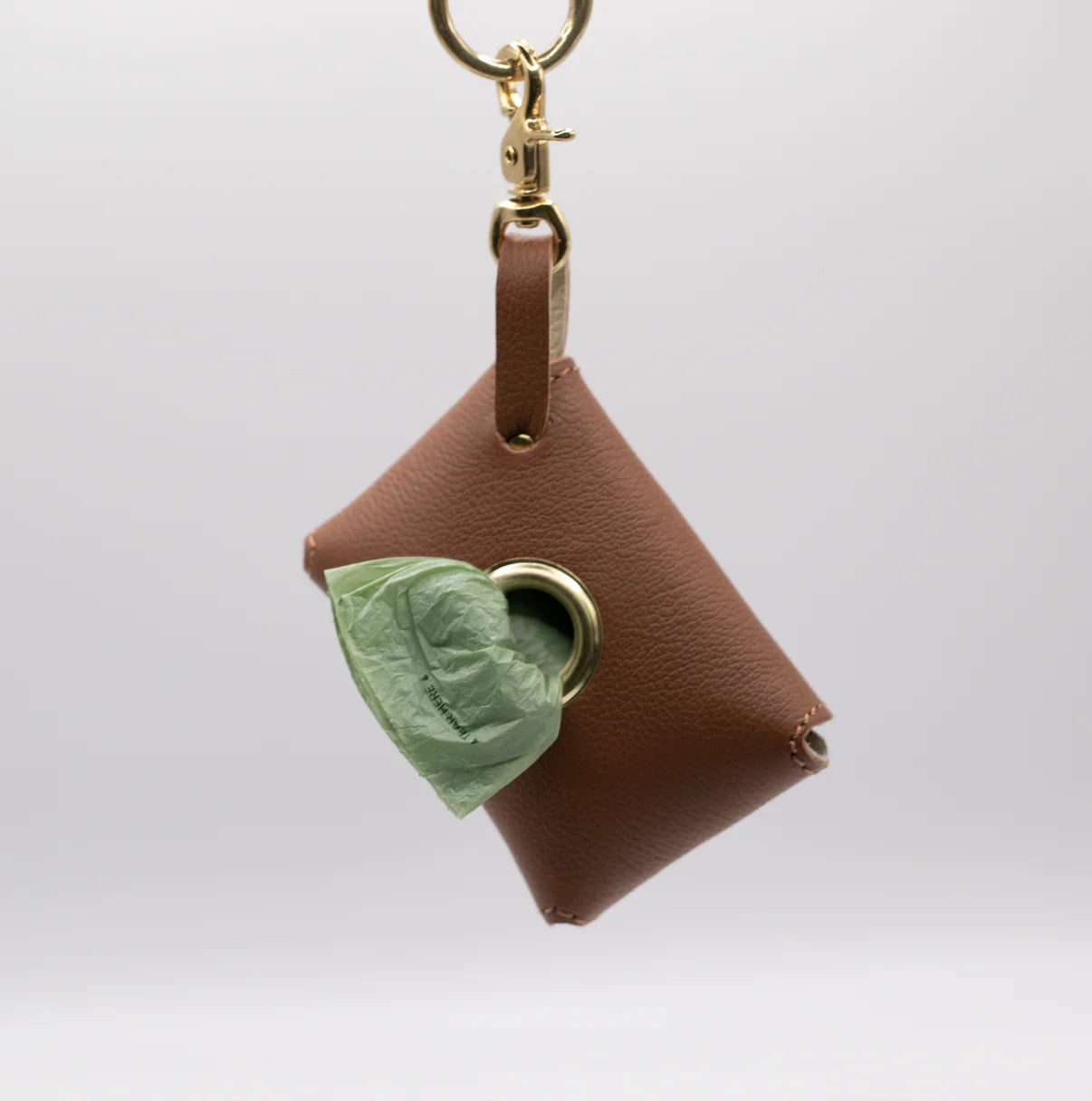 Soft Leather Poop Bag - Tan