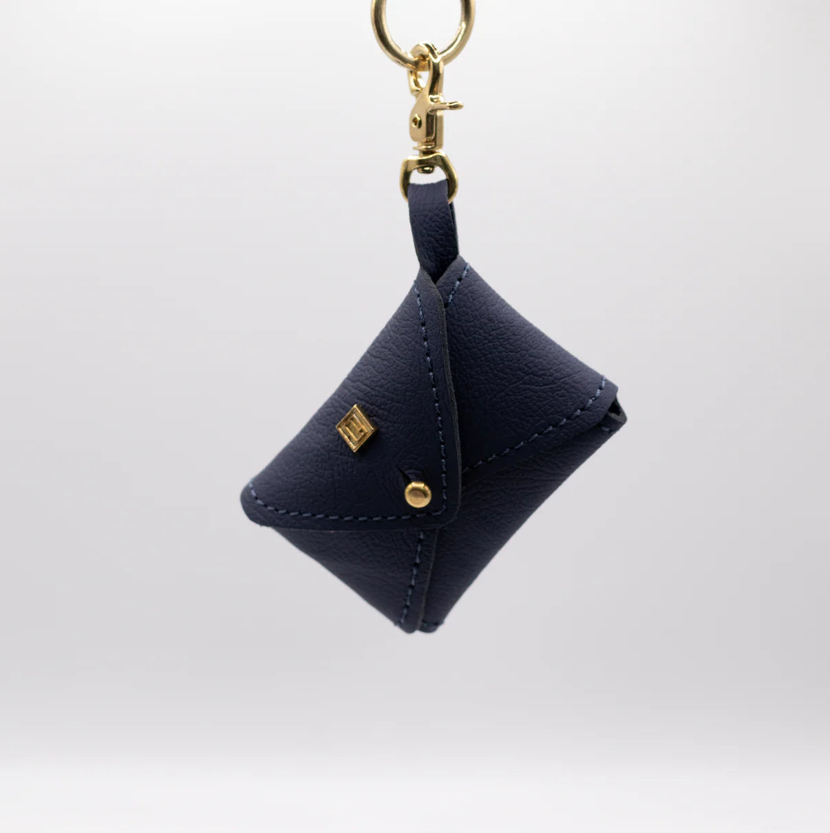 Soft Leather Poop Bag - Navy