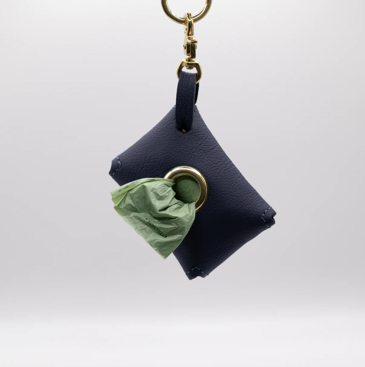 Soft Leather Poop Bag - Navy