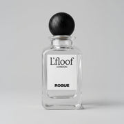 Perfume bottle labeled 'L'floof London' on a gray background