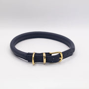 Soft navy dog collar by dogs and horses