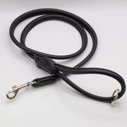 Rolled Soft Leather Dog Lead - Black