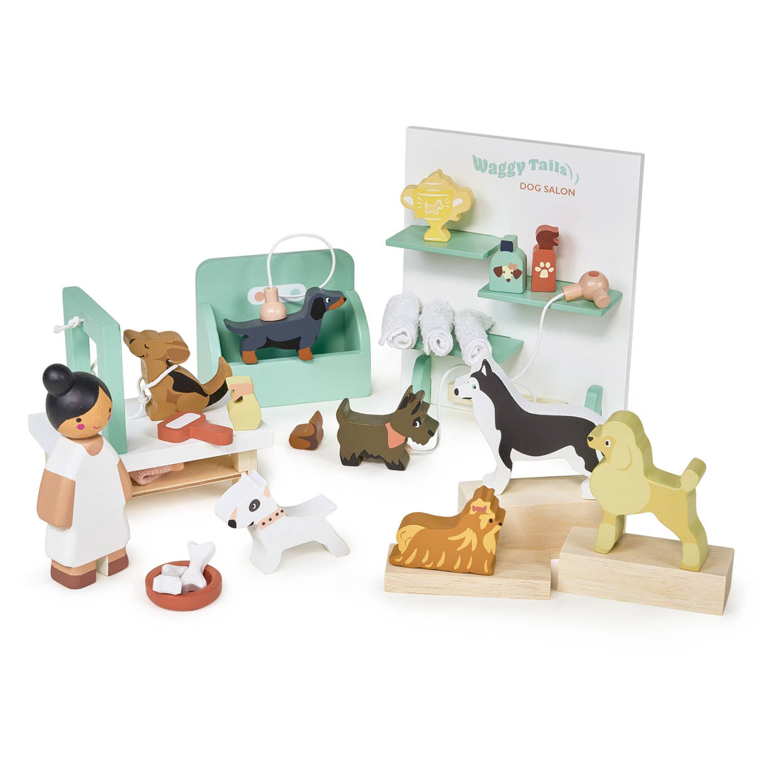 Waggy Tails Dog Salon wooden play set by Tender Leaf Toys