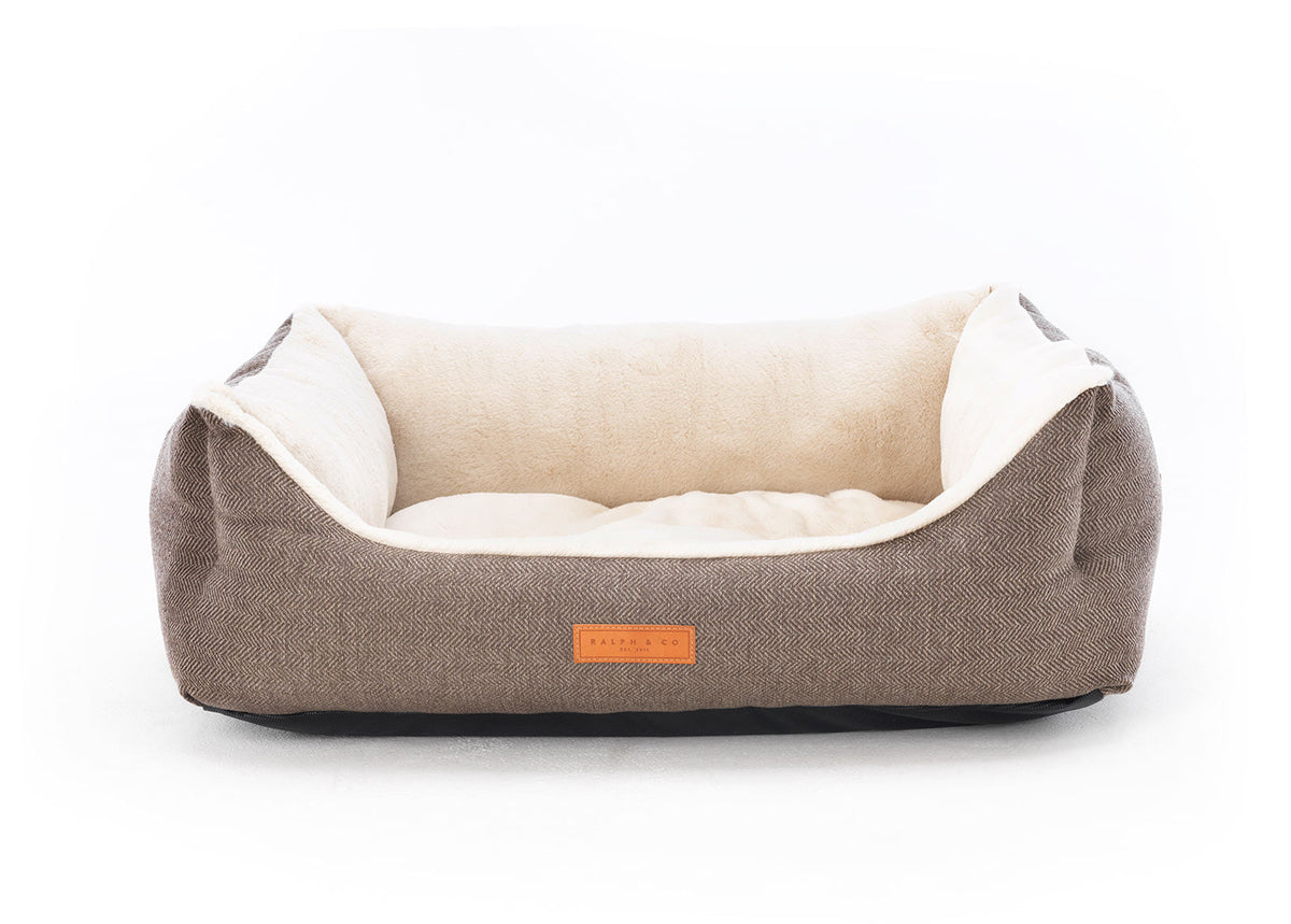 Lincoln Luxury Herringbone Tweed Dog Bed