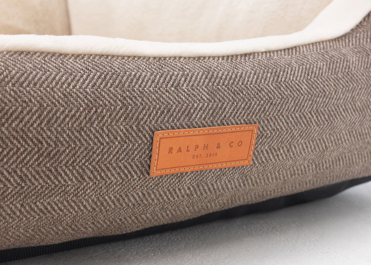 Lincoln Luxury Herringbone Tweed Dog Bed
