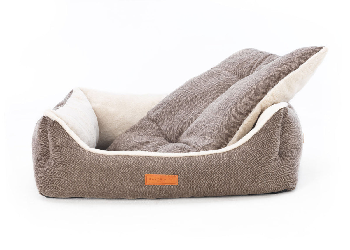 Lincoln Luxury Herringbone Tweed Dog Bed