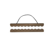 Wooden wall hook with scalloped edge on a white background